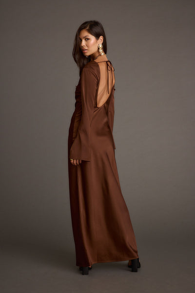 Women's Mocha Long Sleeve Dress | 12th Tribe
