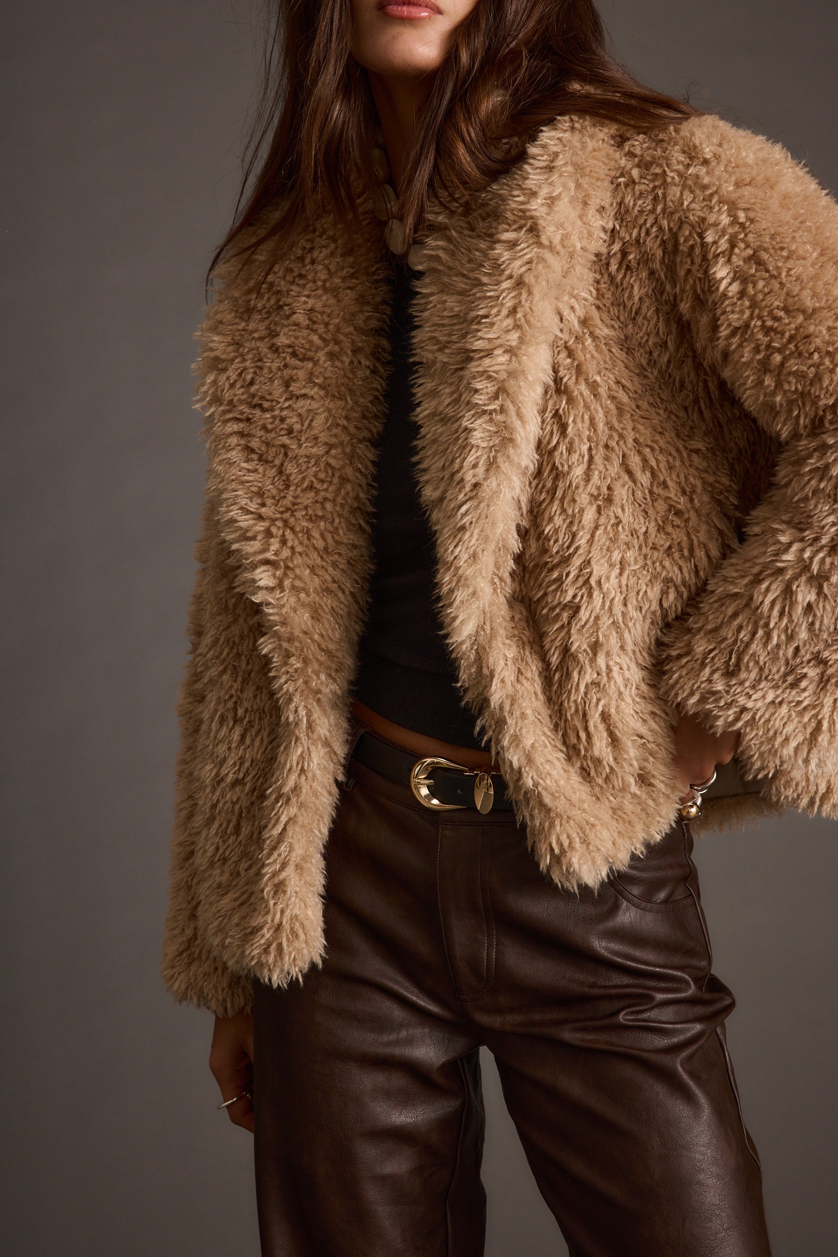 Suki Camel Shearling Coat