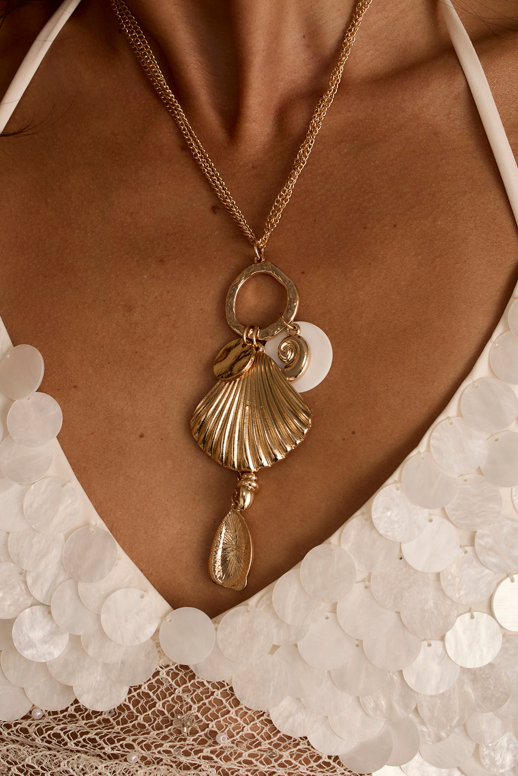 Sunlit Tides Gold Pendant Necklace