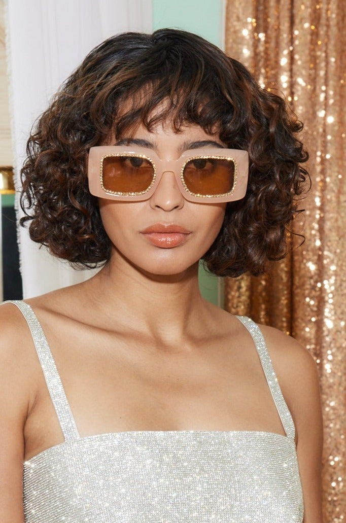 Peach Sunrise Rhinestone Sunglasses