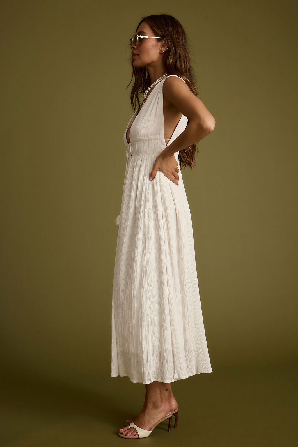 Women's White Gauze Maxi Dress | 12th Tribe Women's White Gauze Maxi Dress | 12th Tribe