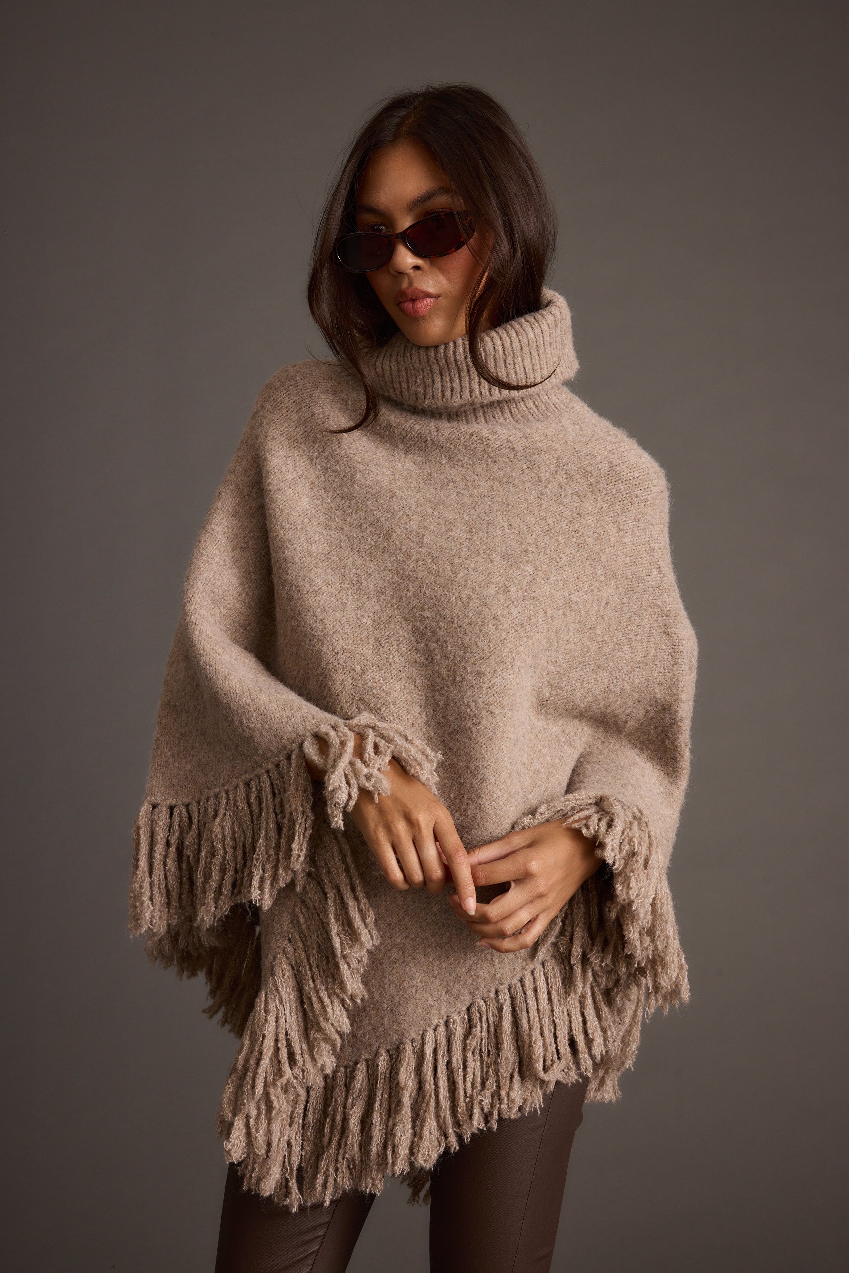 Tabitha Dark Taupe Poncho