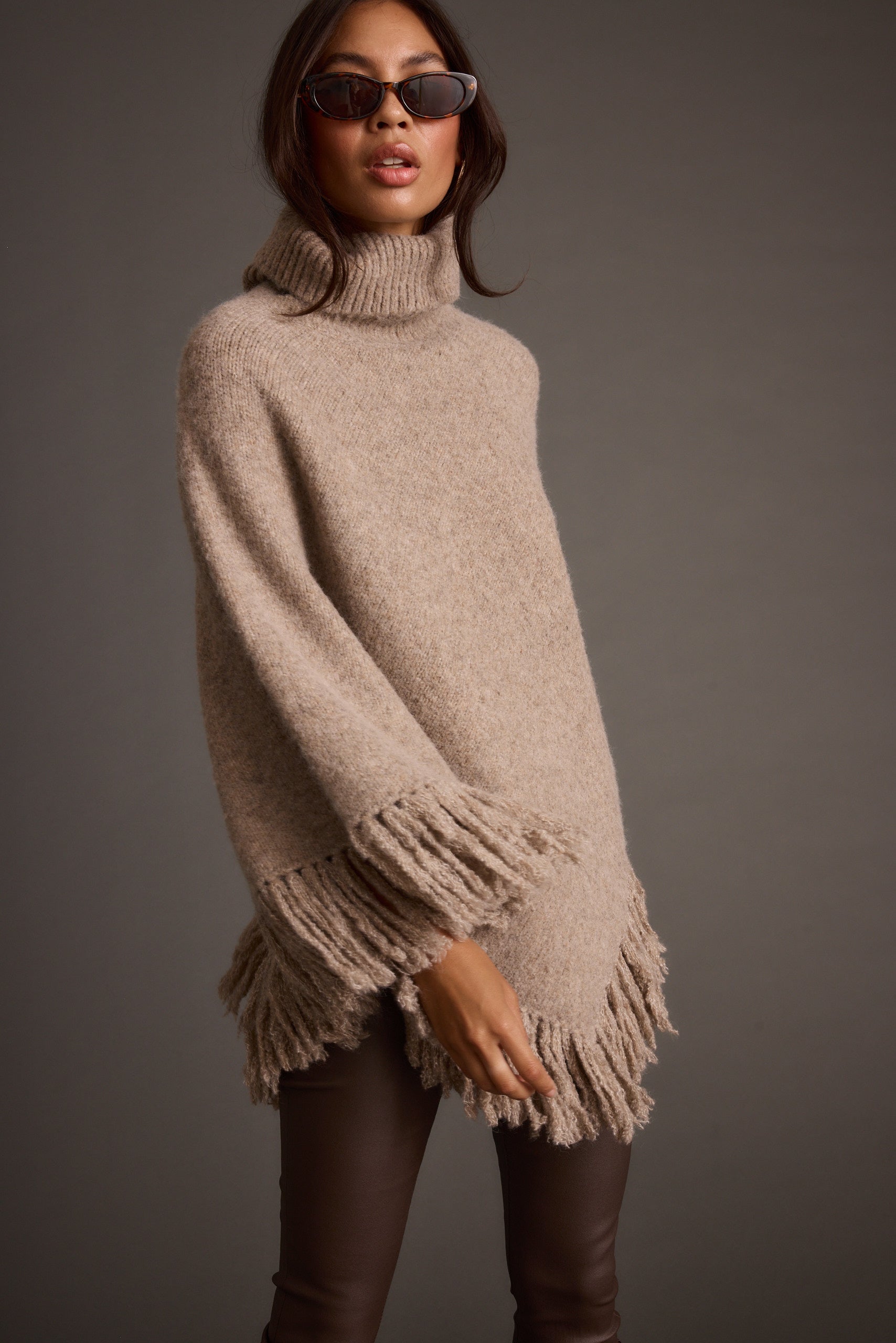 Tabitha Dark Taupe Poncho