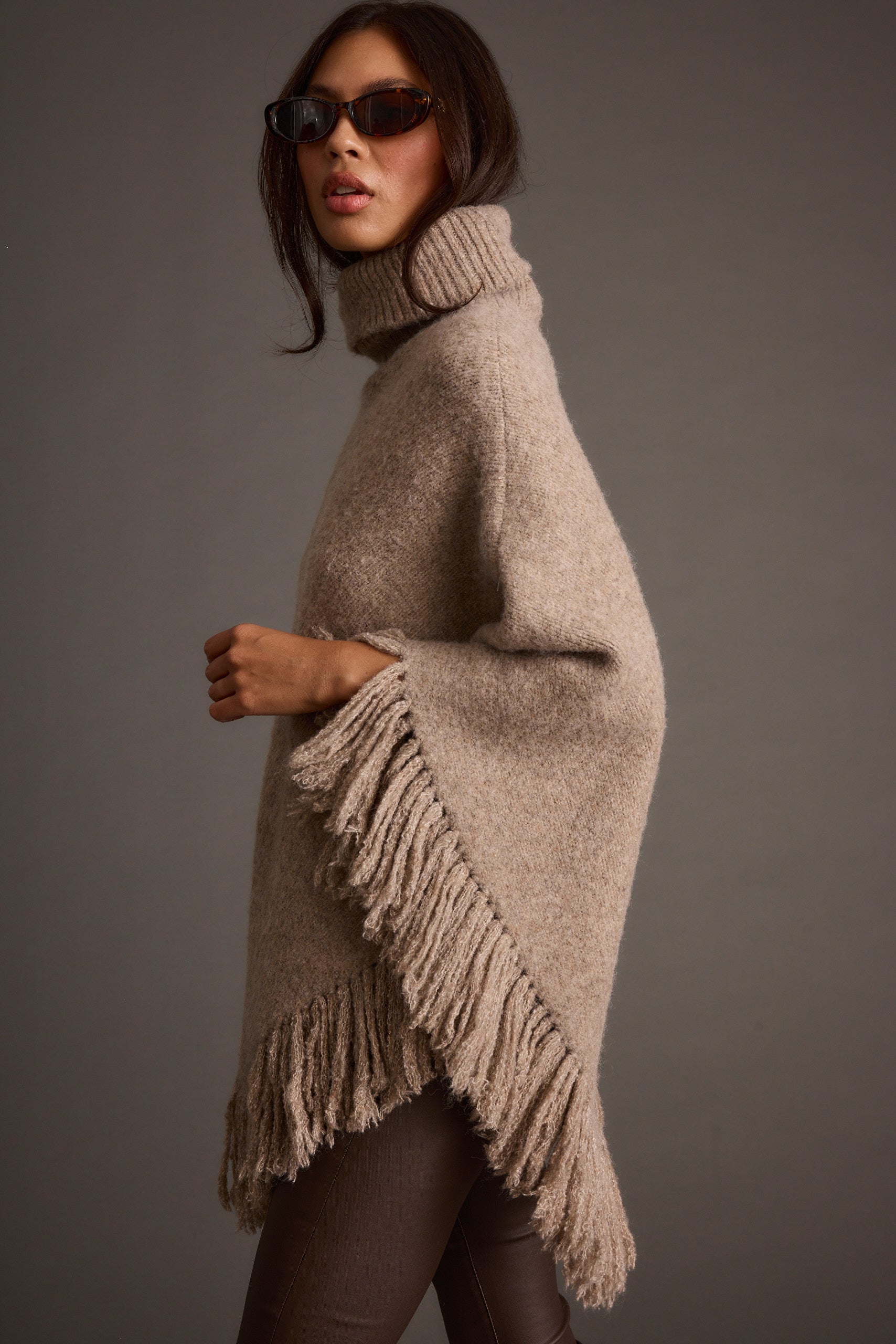 Tabitha Dark Taupe Poncho