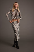 Zebra print mesh midi skirt with refined detailing and a flattering silhouette.