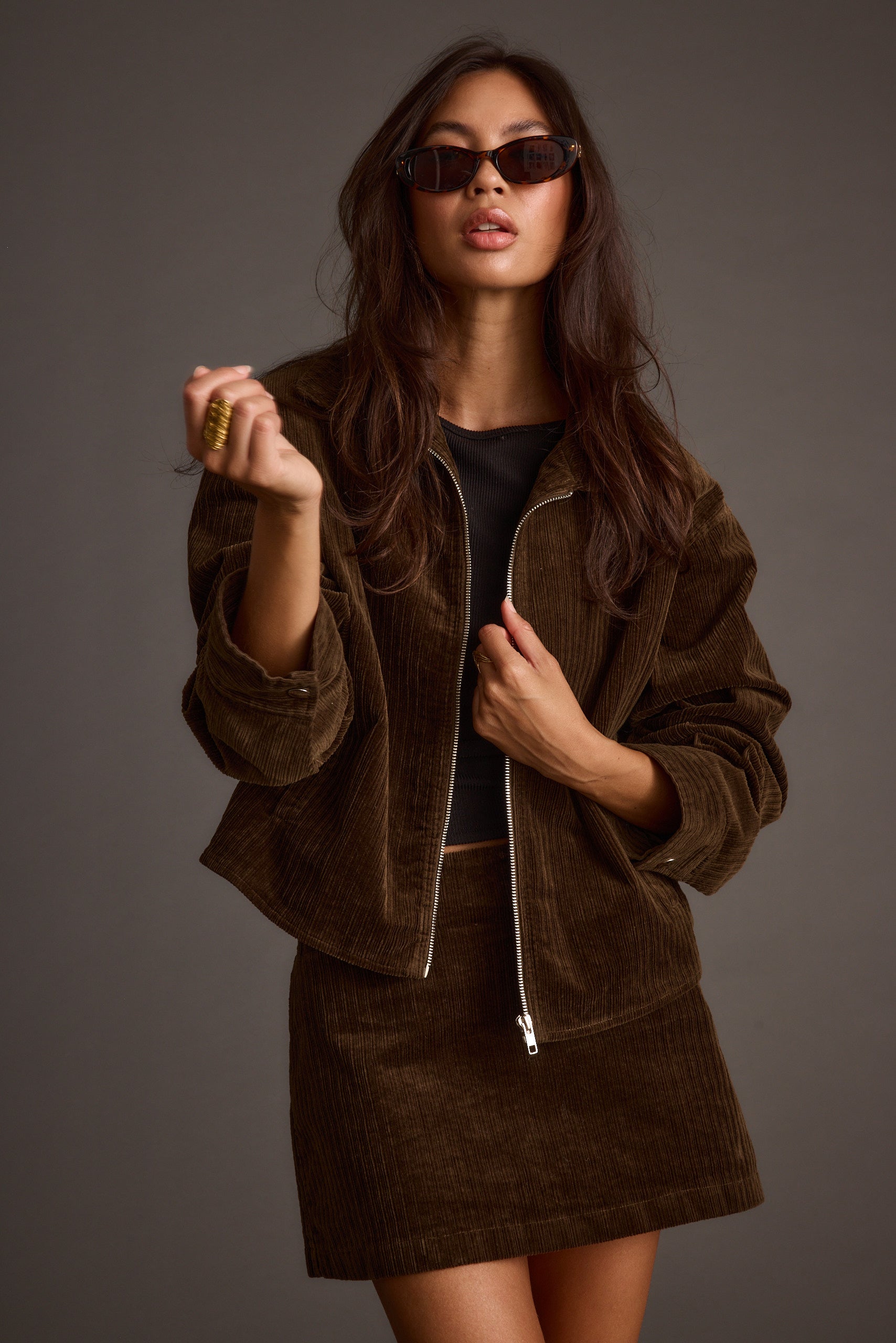 Tavern Mocha Corduroy Mini Skirt