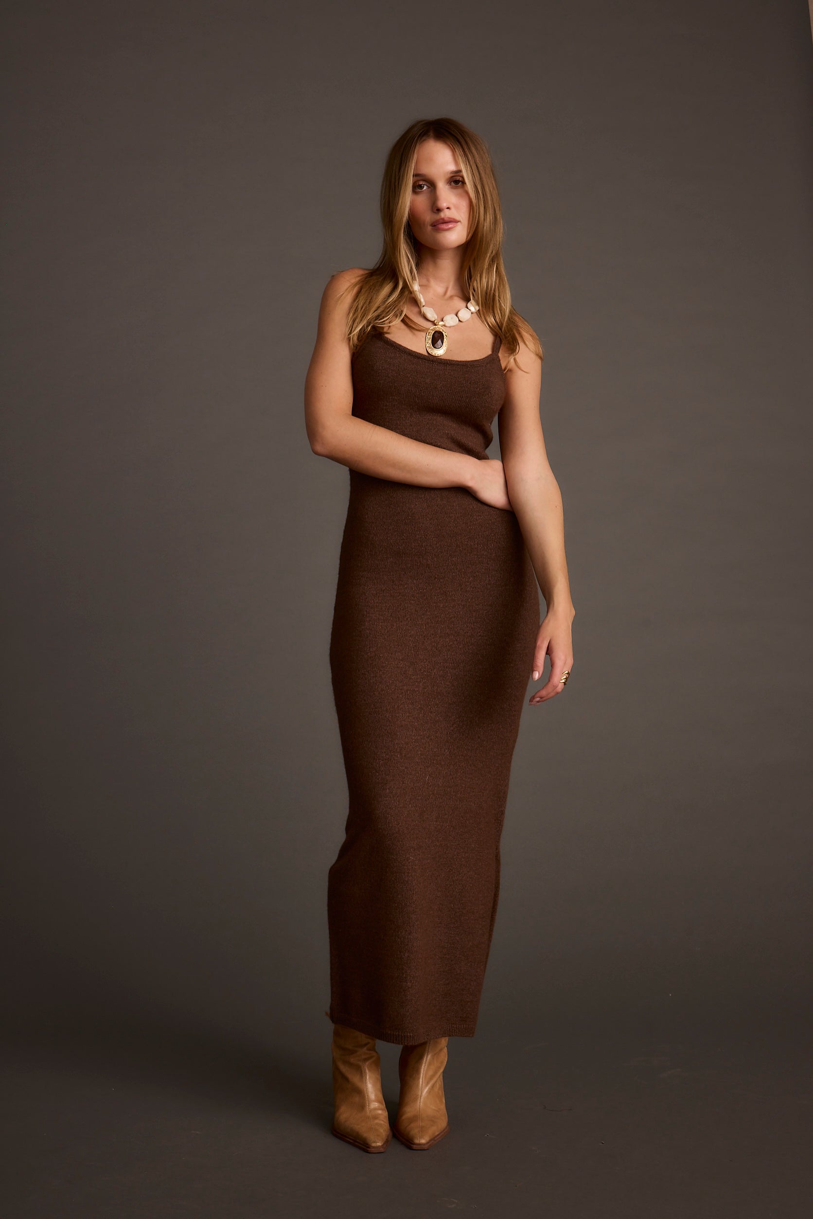 Teresa Mocha Sweater Midi Dress