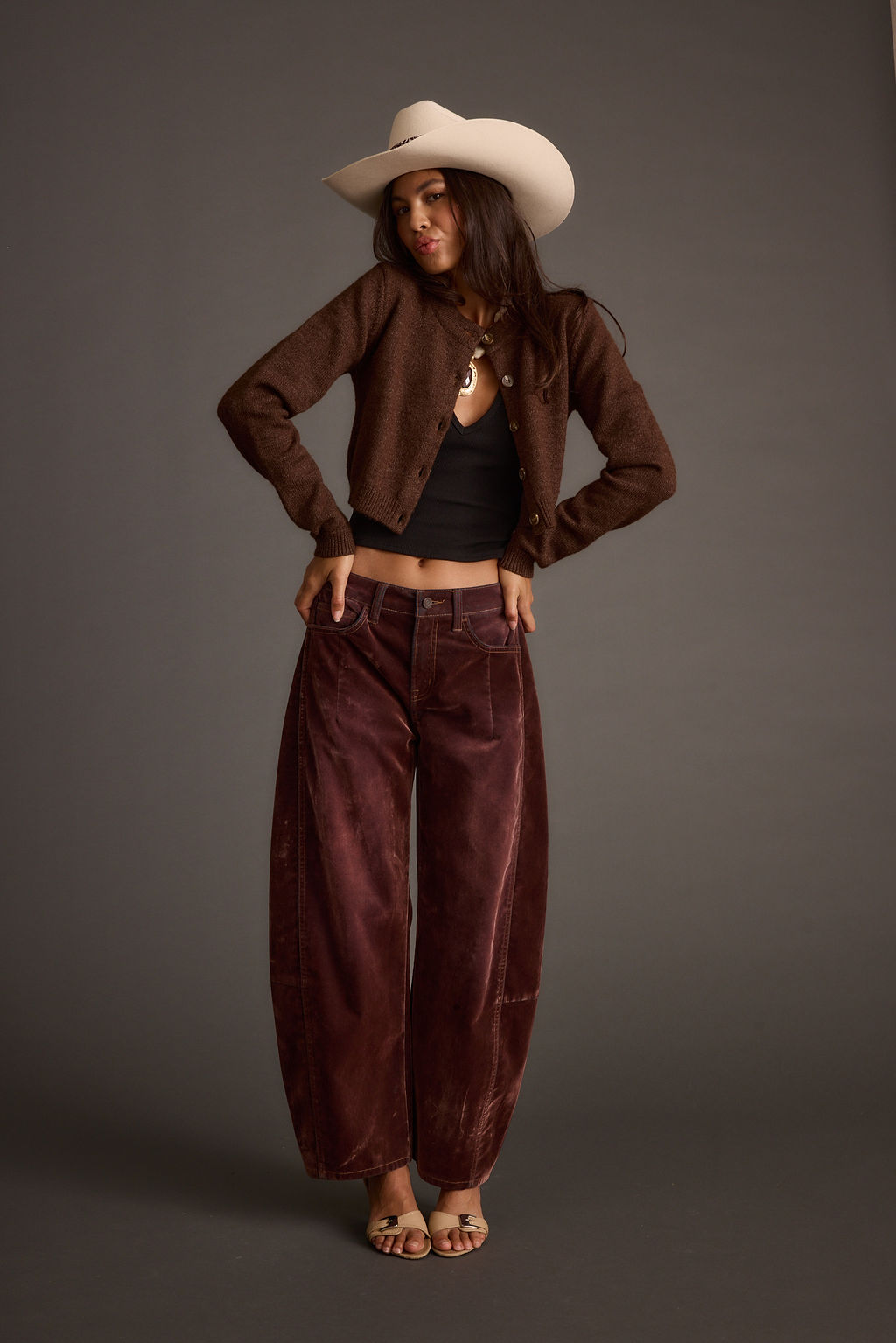 Teresa Mocha Cropped Cardigan