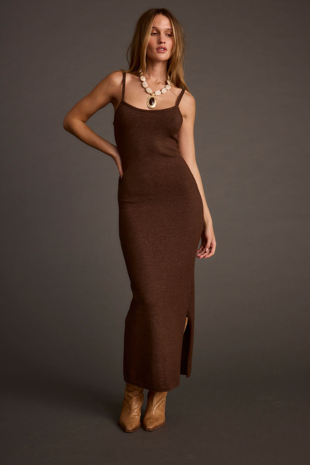 Teresa Mocha Sweater Midi Dress