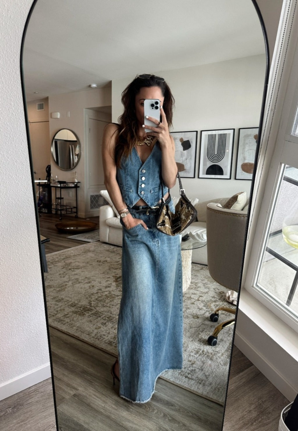 Austin Denim Maxi Skirt