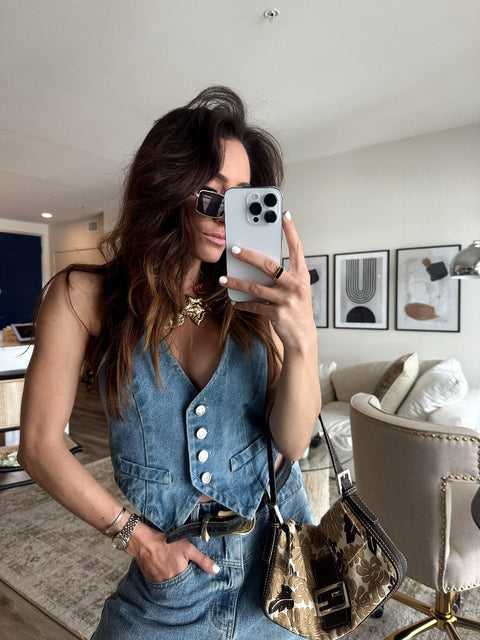 Diane Blue Denim Vest - XL Size - Women's Tops