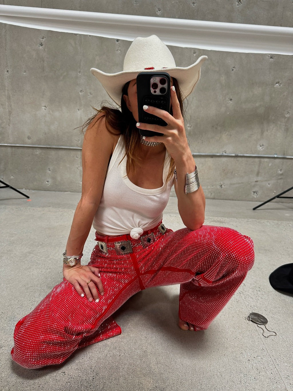 Ace Red Rhinestone Pants