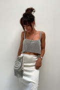 Marine Silver Rhinestone Chainmail Tank