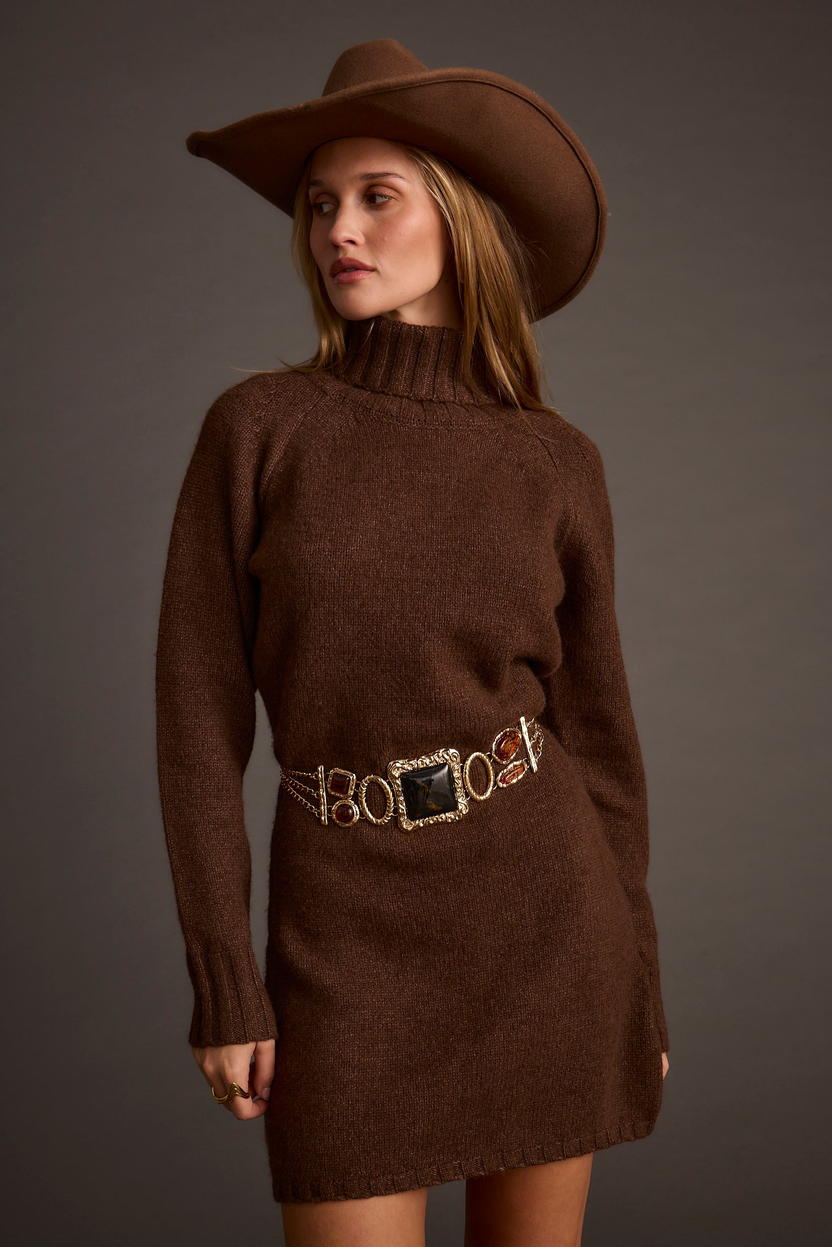 Topanga Mocha Sweater Mini Dress