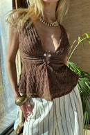 Trisha Mocha Stone Embellished Top