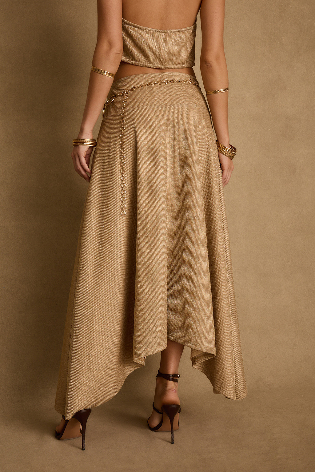 Sandbar Gold Lurex Maxi Skirt | 12th Tribe