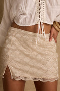 Ivory sequin mini skirt with refined accents, a sequin mini dress essential.