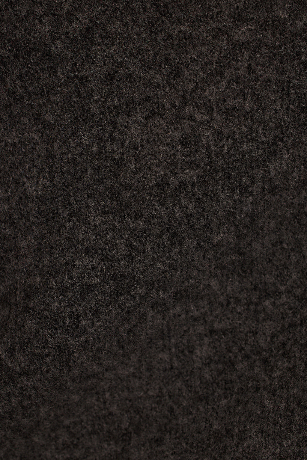 Charcoal knit sweater fabric close-up showing soft felted wool texture