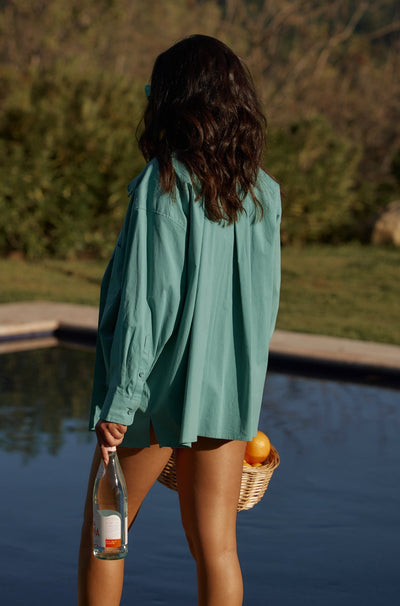 Vacanza Mint Button Up Top