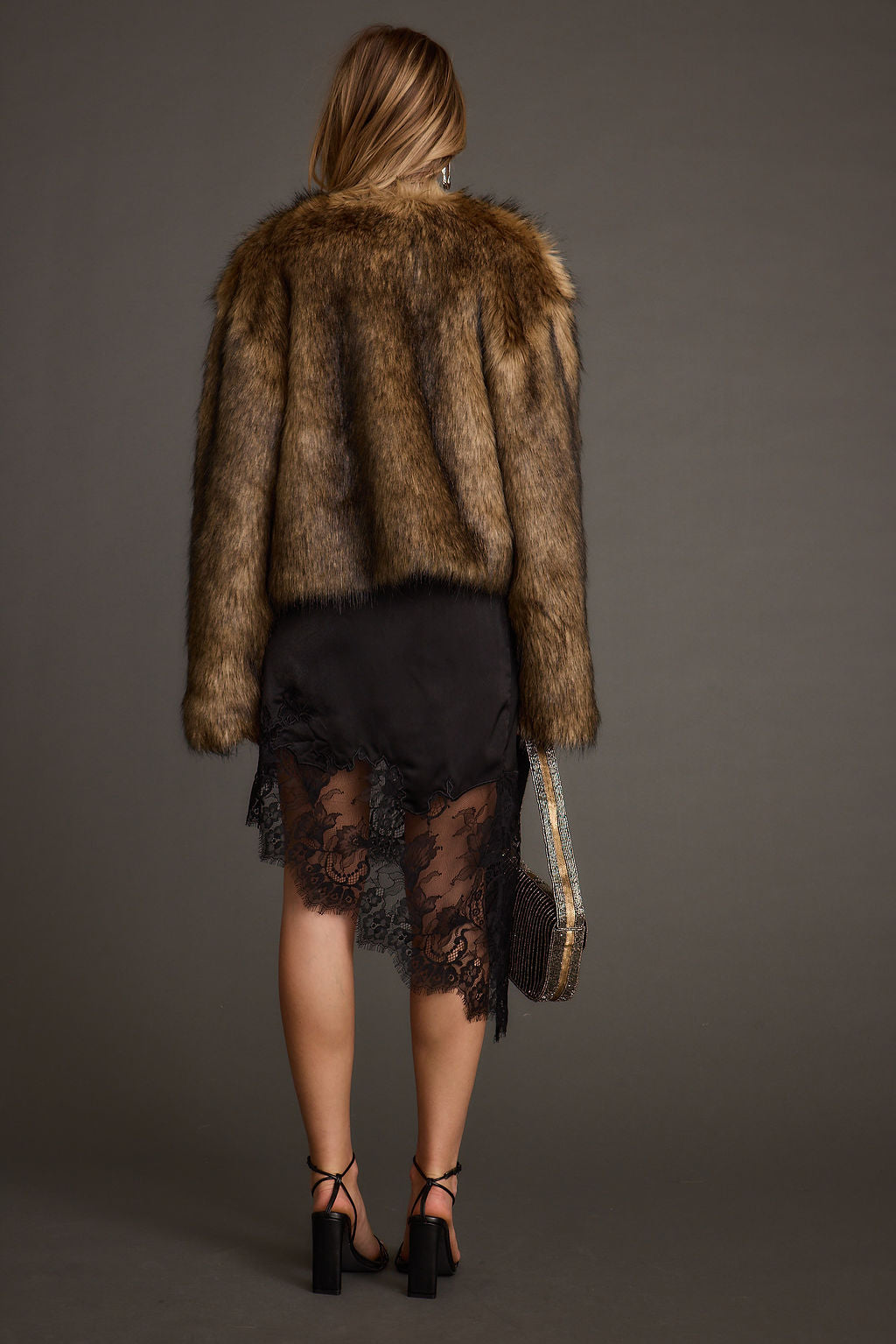 Viola Lace Trimmed Satin Mini Skirt