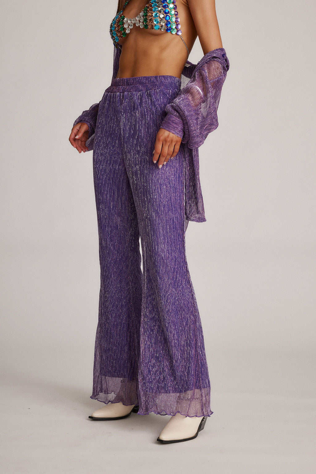 Victoria Purple Pull On Pants paired with complementary accessories for a polished look.