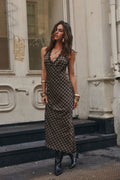 Vanessa Plaid Satin Midi Dress