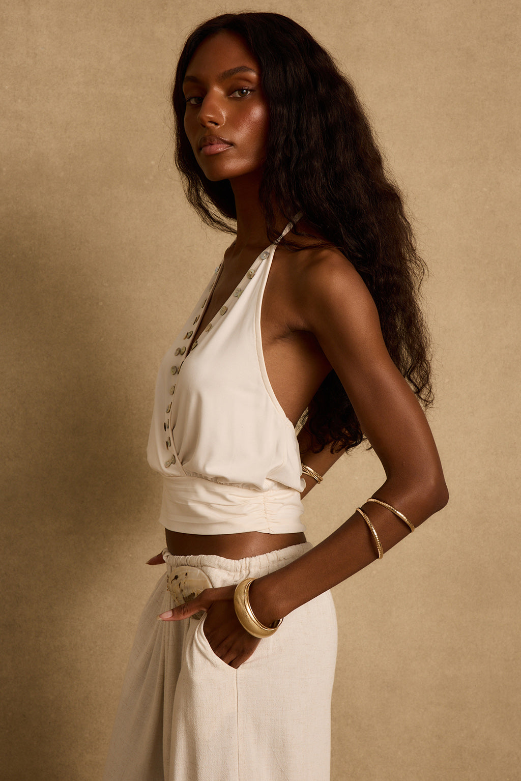 トップス THE SHISHIKUI HALTER IVORY Venice Ivory Halter Top | 12th Tribe