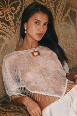 Veuve Ivory Fringe Shawl Top