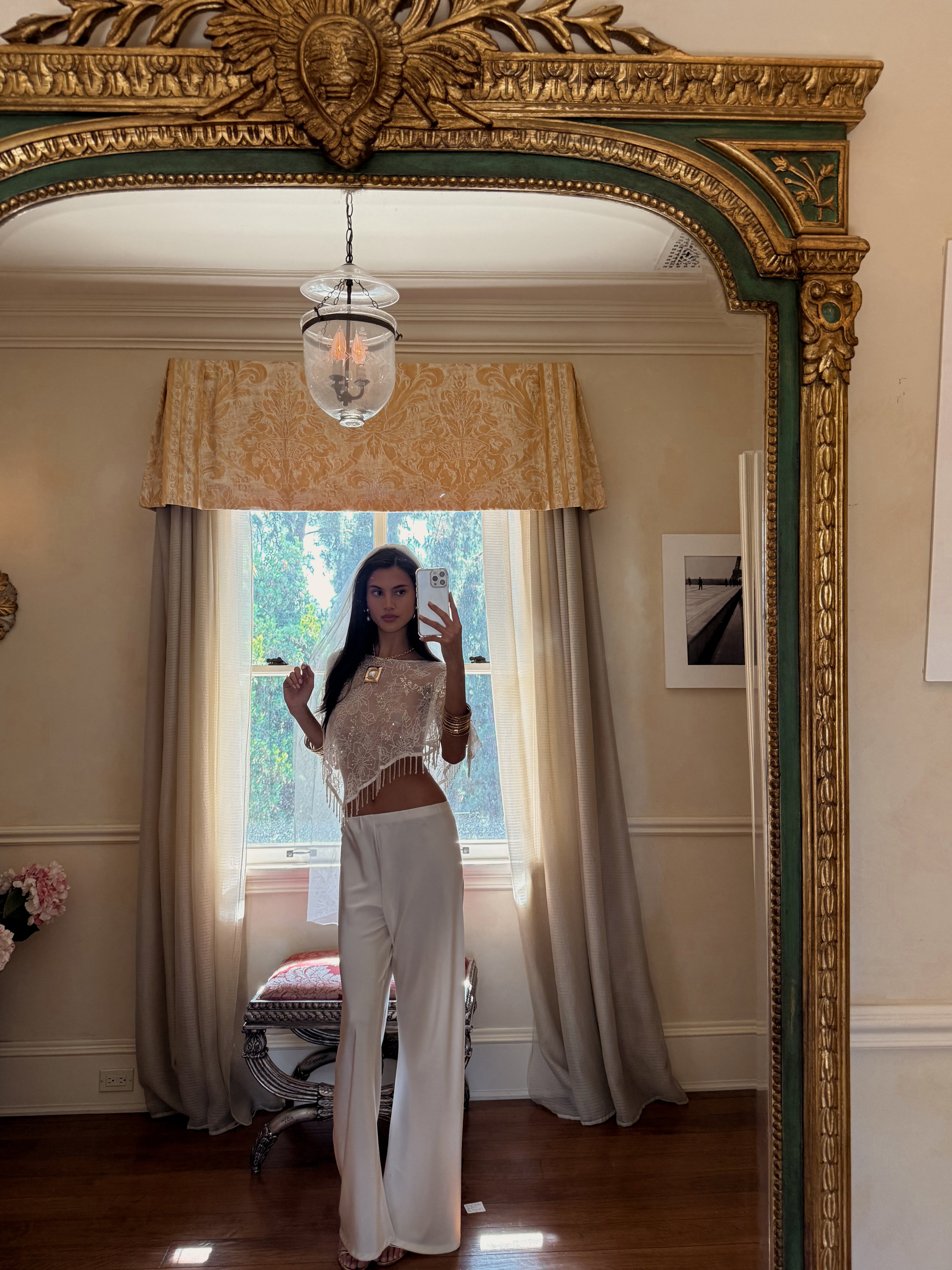 Veuve Ivory Fringe Shawl Top