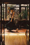 Full-length view of the black maxi skirt showing the drape and movement.