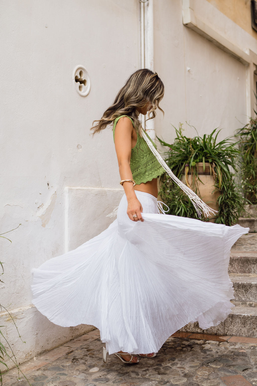 Violetta White Gauze Maxi Skirt