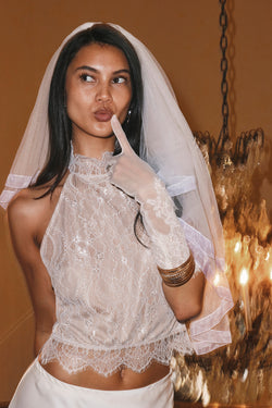 Vivette White Lace Halter Top