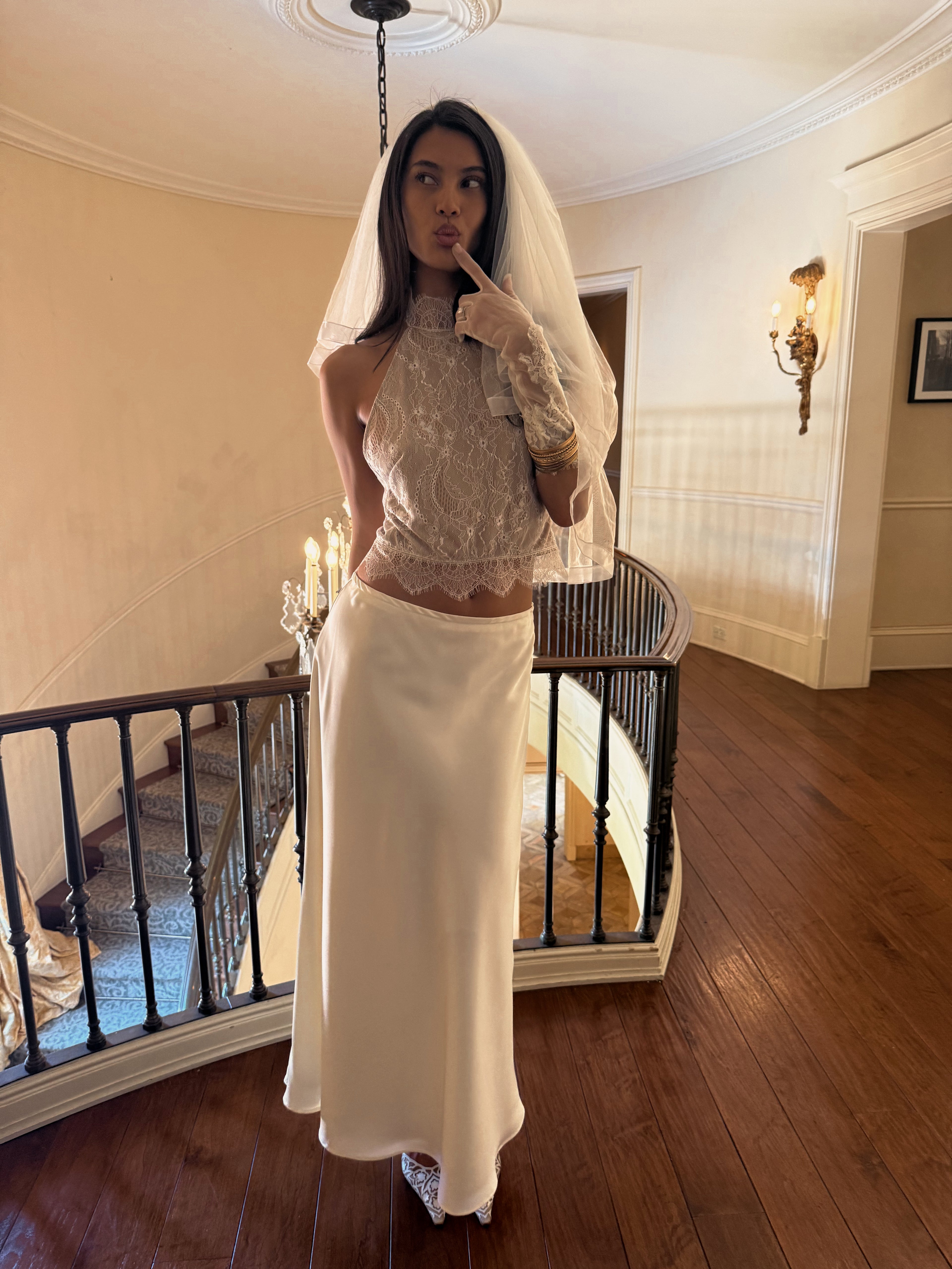 Vivette White Lace Halter Top