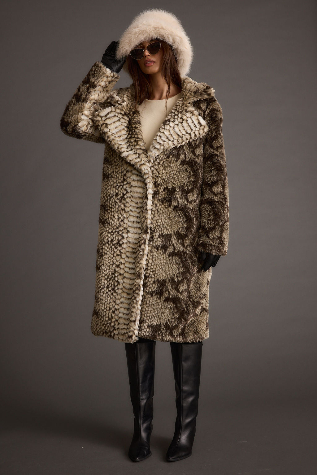 Vivienne Grey Snake Faux Fur Jacket