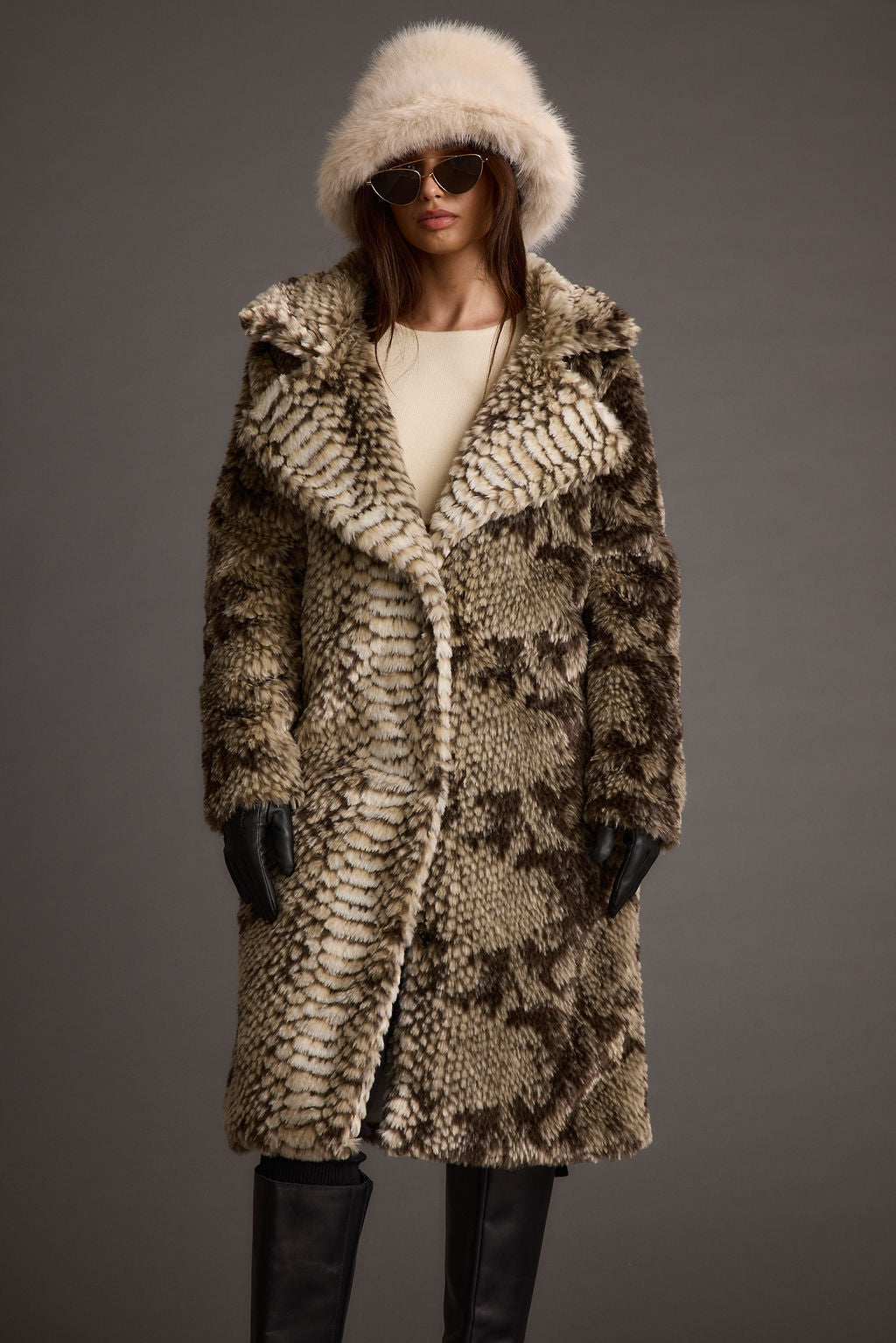 Vivienne Grey Snake Faux Fur Jacket