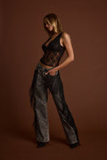 Colt Washed Black Fringe Denim Pants
