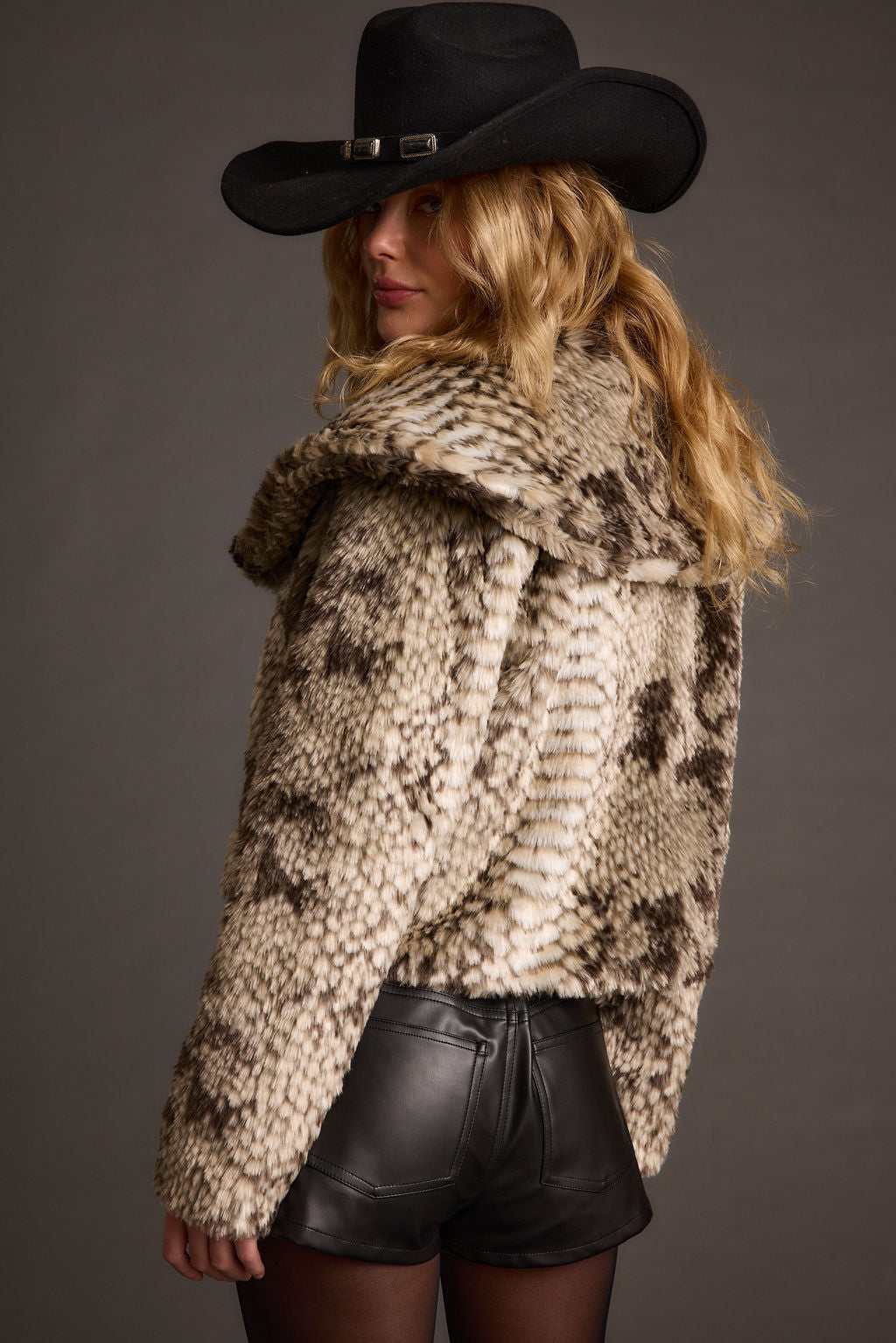 Wild Heart Snake Print Faux Fur Jacket