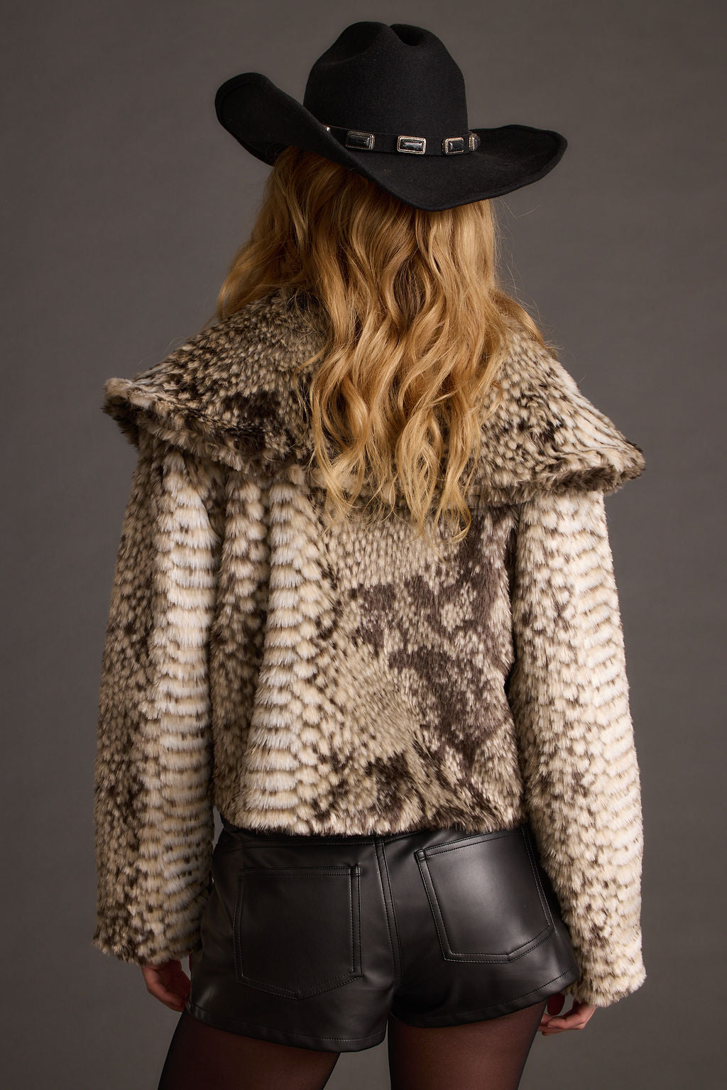 Wild Heart Snake Print Faux Fur Jacket