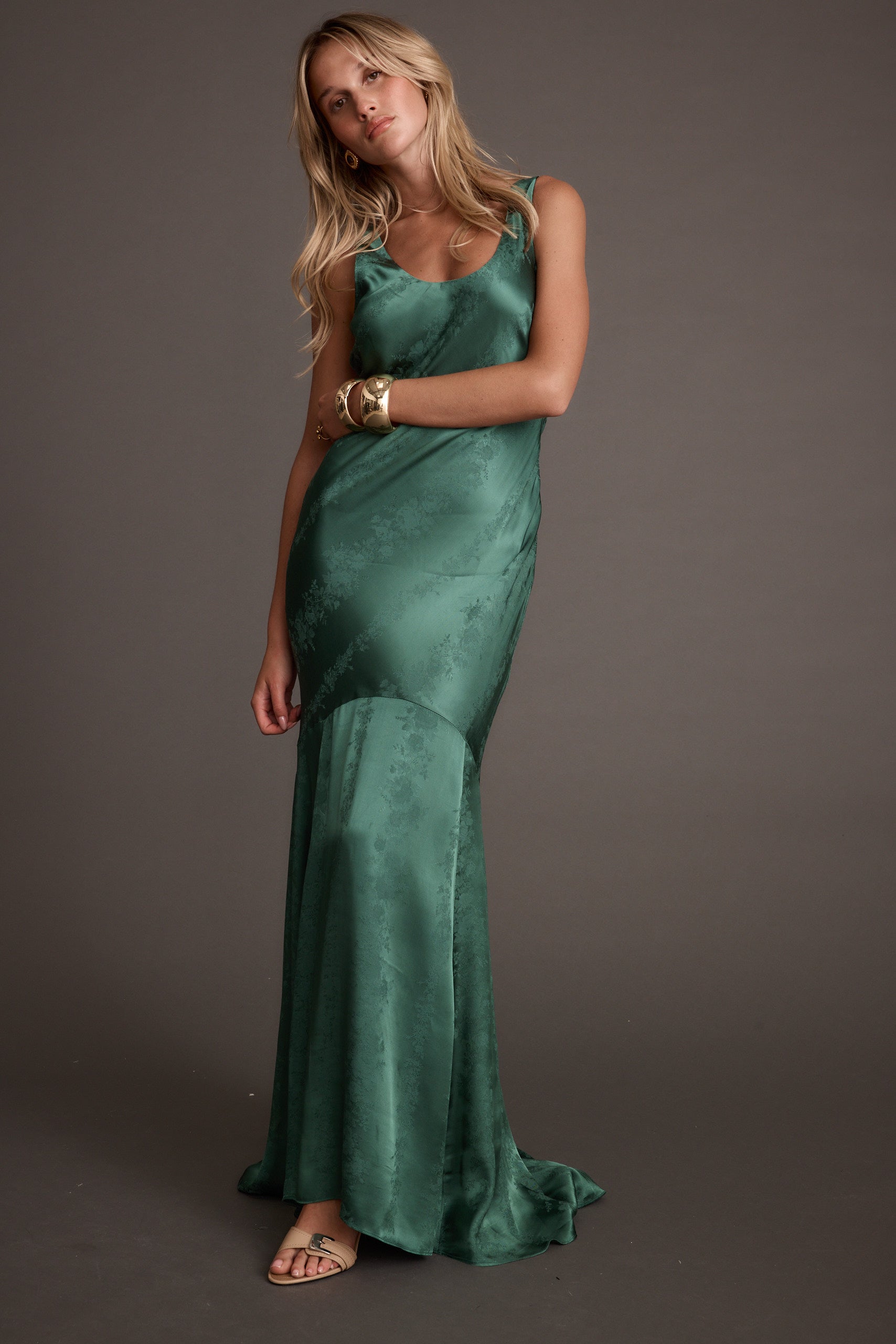 Willow Emerald Jacquard Maxi Dress