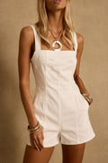 Winona White Denim Romper