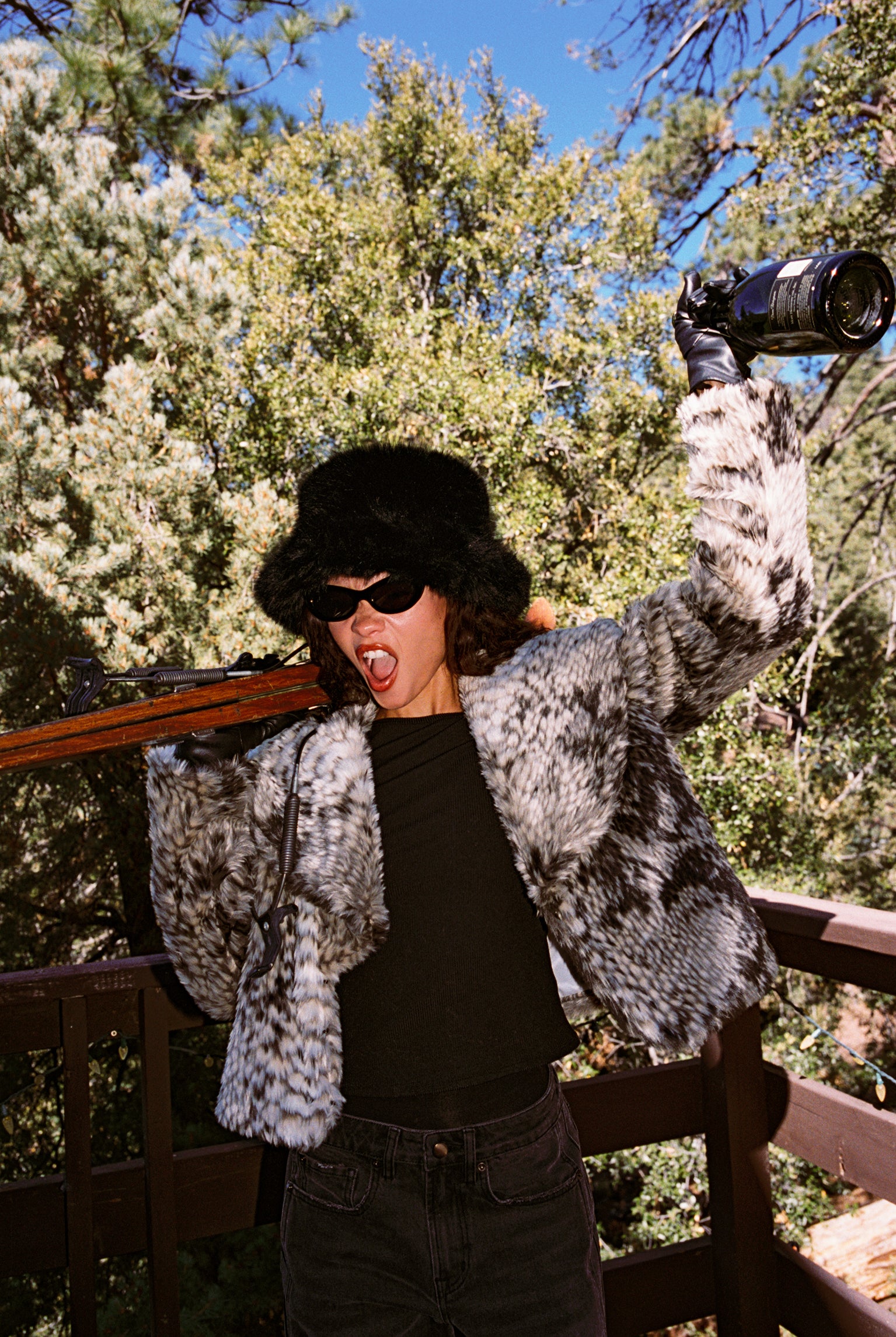 Wild Heart Snake Print Faux Fur Jacket