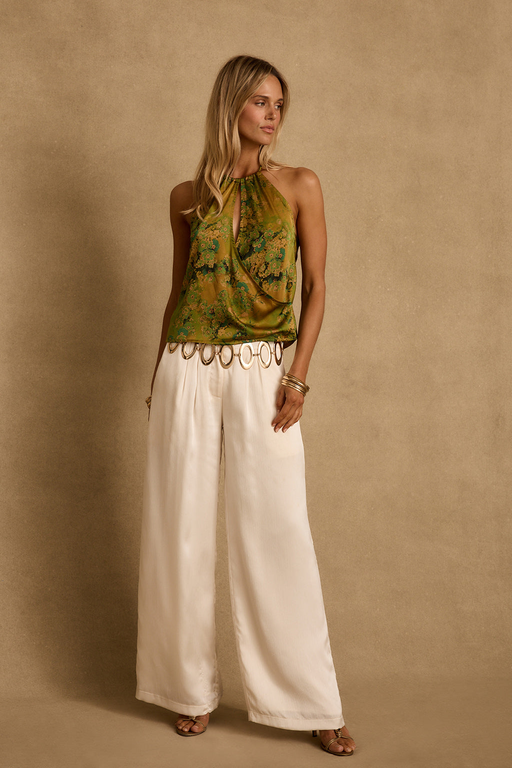 Wild Hibiscus Chartreuse Halter Top – 12th Tribe