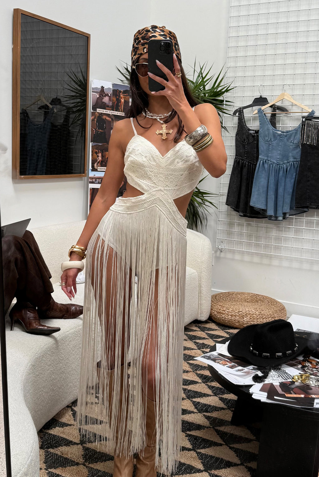 Gwyneth White Sweater Midi Dress
