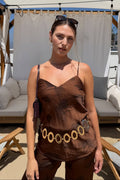 Yasmine Espresso Floral Satin Tank