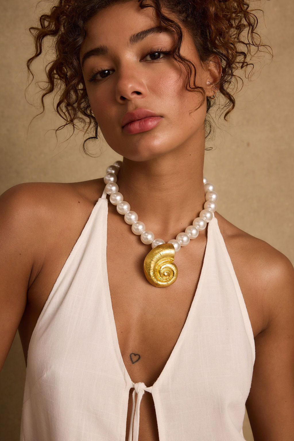 Zabelle Pearl and Gold Statement Necklace