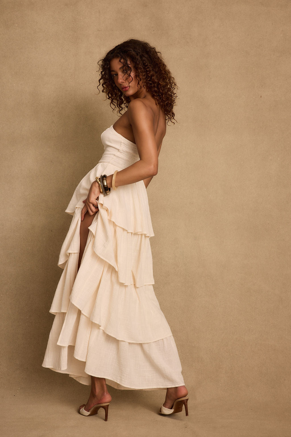 Zula Natural Strapless Maxi Dress