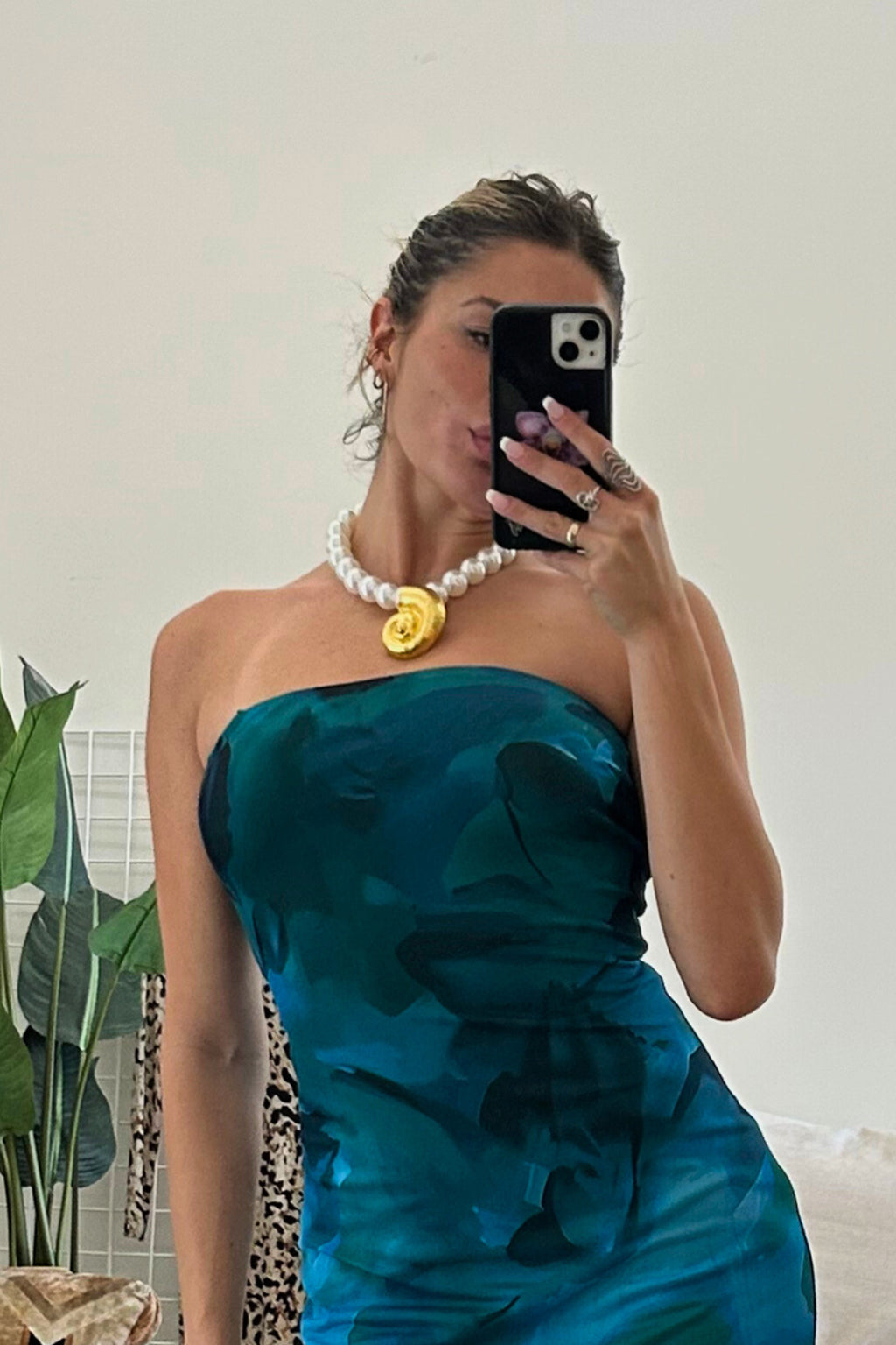 Zabelle Pearl and Gold Statement Necklace