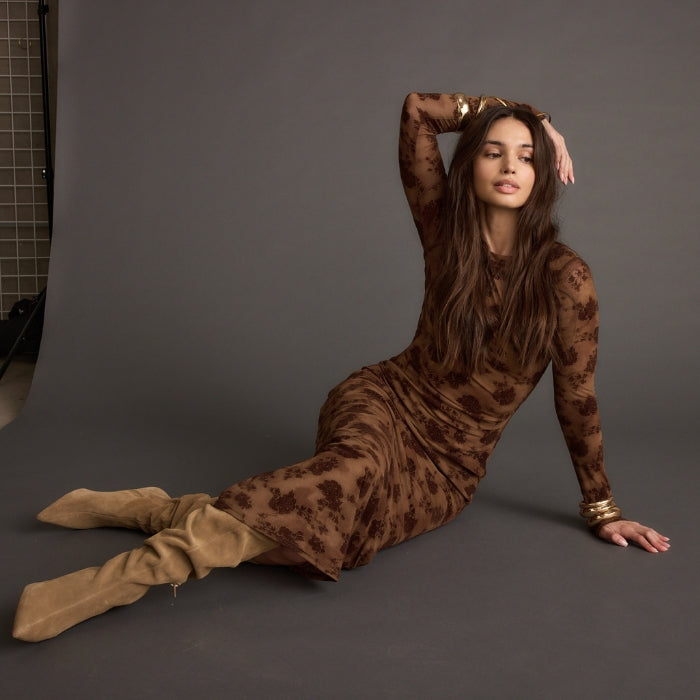 Prosecco White Rosette Frill Maxi Dress