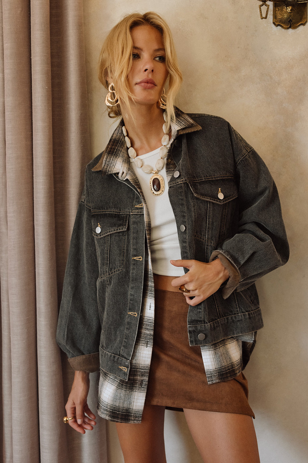 Hayes Washed Black Denim Barn Jacket