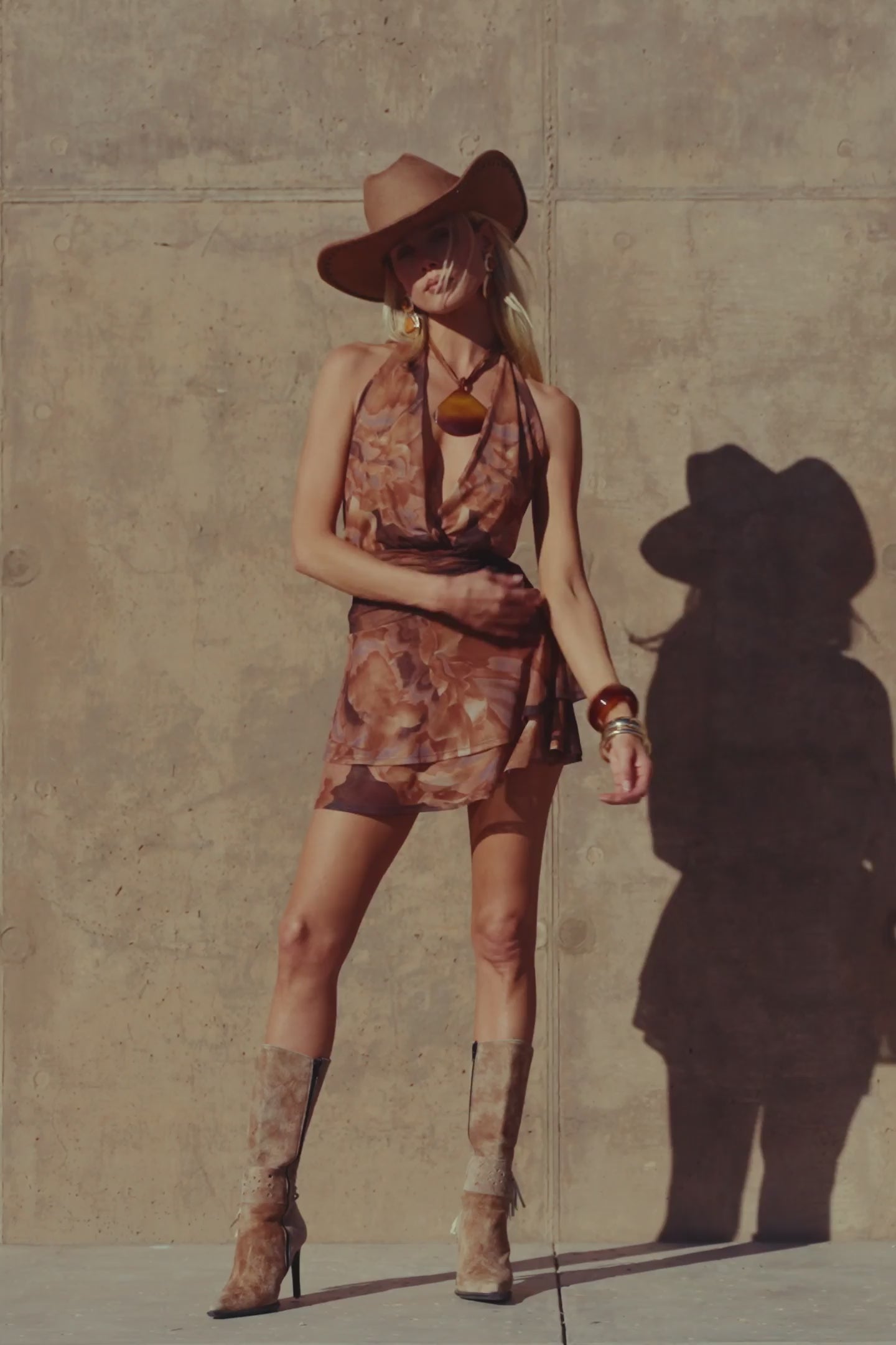 Juniper Mocha Floral Mesh Mini Dress